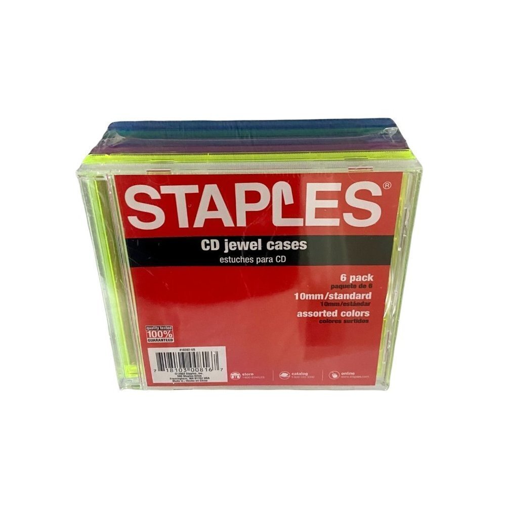 Staples CD Jewel Cases Colorful  6 Pack New Factory Sealed